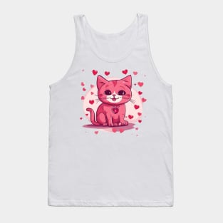 Pink Valentine's Day Cat Tank Top